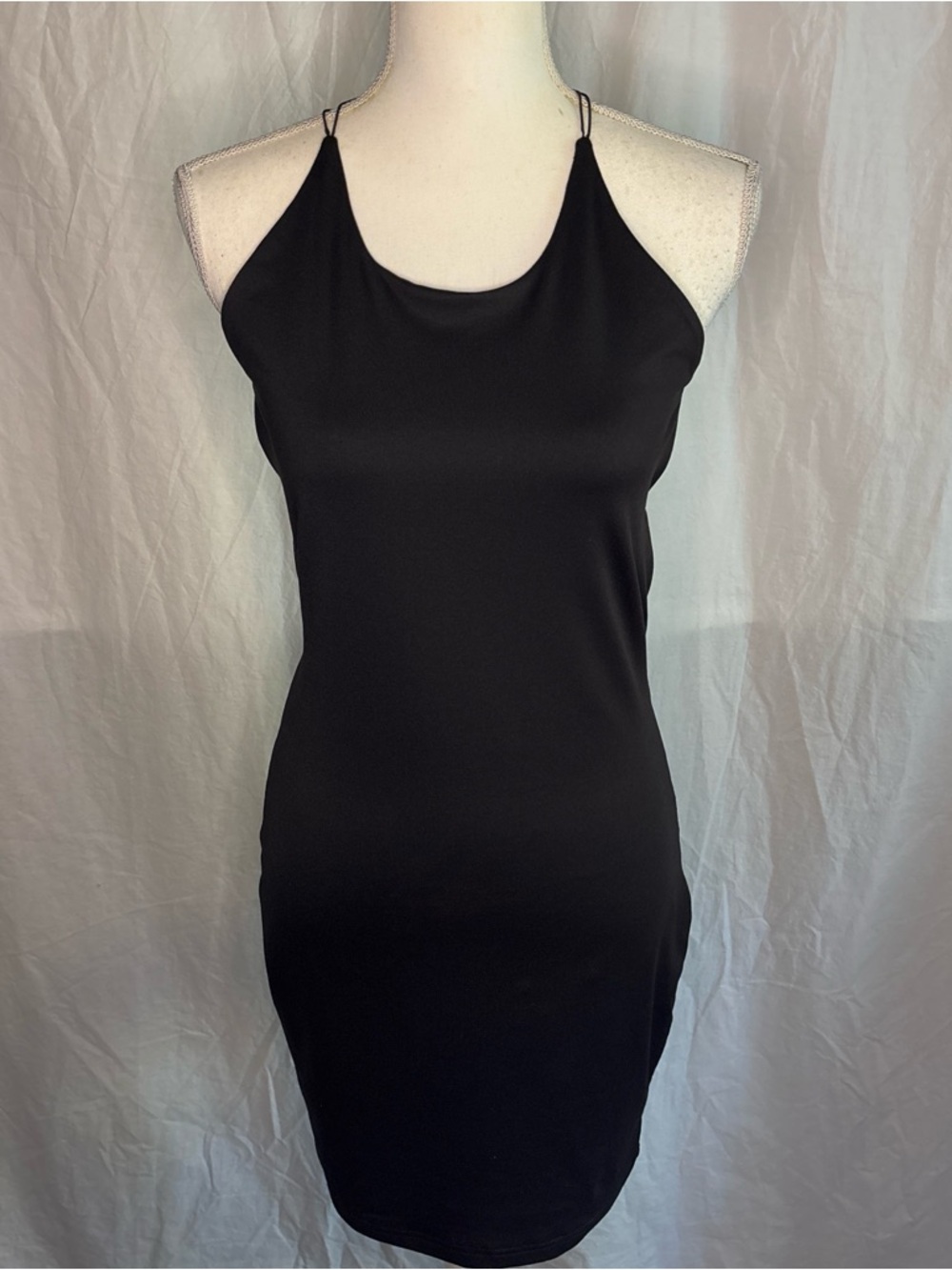Sleek Backless Black Spaghetti-Strap Dress